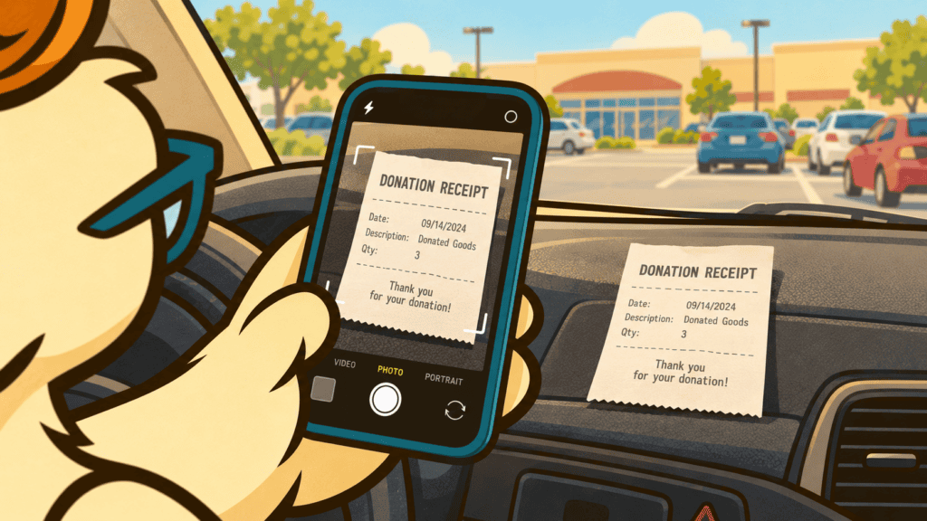 Tracking a donation by photographing the receipt