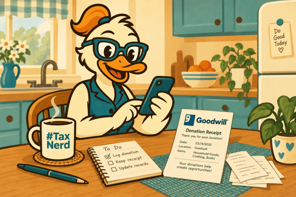 How to track charitable donations using a phone at the kitchen table